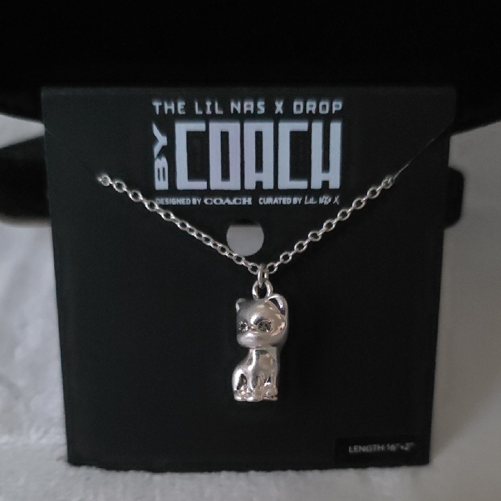 Coach‎ Silver-tone Cat Charm Necklace